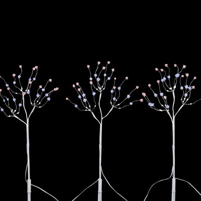 Gerson International Connected 19.68 in. Battery-Operated White Branch Stakes with Multicolor LED Lights, 3 pc.