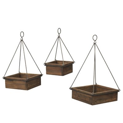 Gerson International Wood and Metal Hanging Planters, 3 pc.