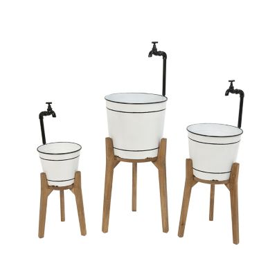 Gerson International Metal Faucet Planters with Stands, 3 pc.