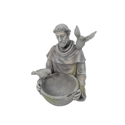 Gerson International Magnesium St. Francis Outdoor Bird Bath, 18.5 in.