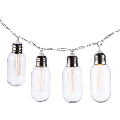 Gerson International 6 ft. 10-Light Outdoor Solar Bullet LED Patio Lights with Silver Wire