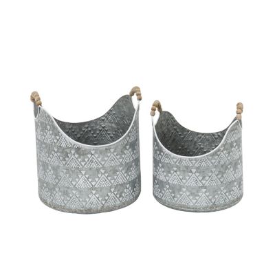 Gerson International Assorted Metal Buckets with Wood Bead Handles, 2 pc.