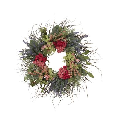 Gerson International 24 in. Natural Twig and Artificial Mixed Flower Wreath