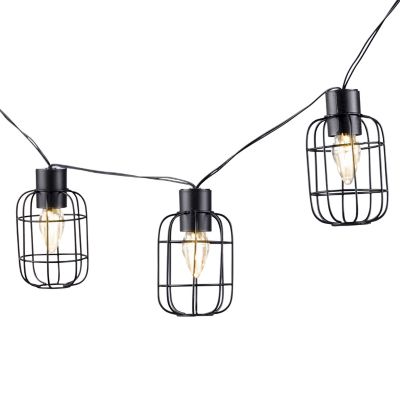 Gerson International 6 ft. 10-Light Outdoor Solar Patio Lights with Black Wire Frames, 4.5 in. x 4.5 in. x 72 in.