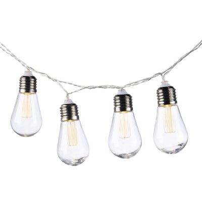 Gerson International 6 ft. 10-Light Outdoor Solar LED Patio Lights with Silver Wire