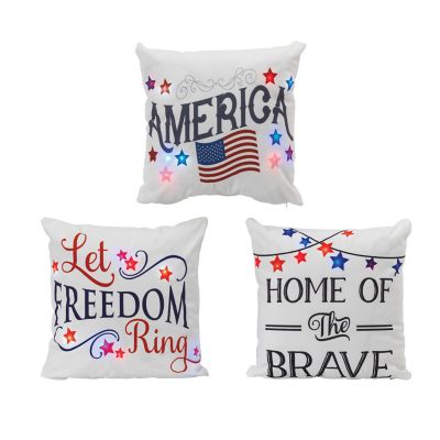 Gerson International Indoor Battery-Operated Americana Throw Pillows, 16 in., 3 pk.
