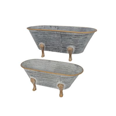 Gerson International Decorative Metal Bathtub Planters, 2 pc.