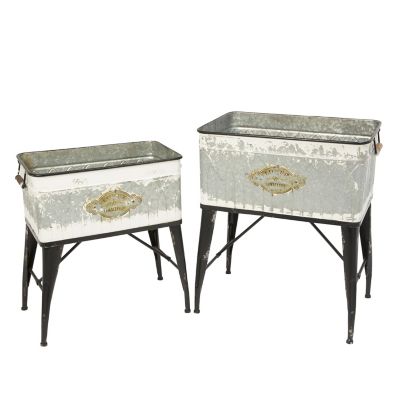 Gerson International Metal Planters with Stand, 2 pc.