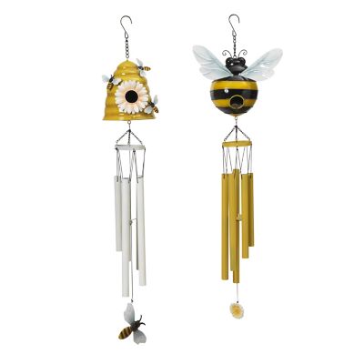 Gerson International Metal Bee Windchimes, 32.4 in., Assorted, 2 pc.