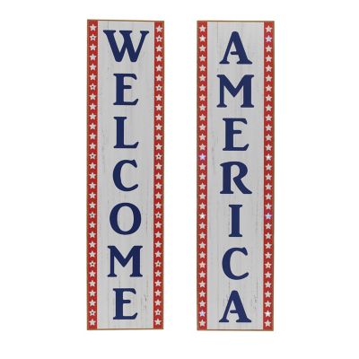 Gerson International Battery-Operated Wood Americana Porch Signs, 47.2 in., 2 pc.