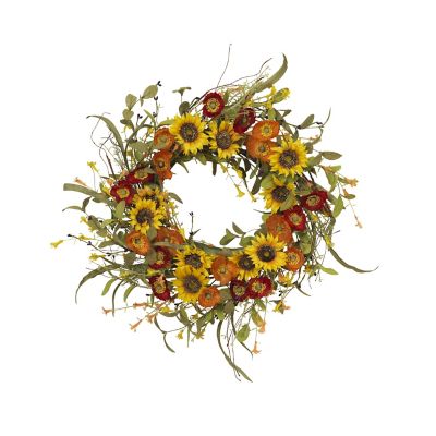 Gerson International 24 in. Artificial Mixed Flower Wreath