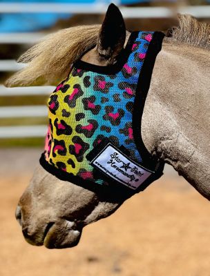Star Point Horsemanship Rainbow Cheetah Pattern Miniature Horse/Pony Fly Mask without Ears