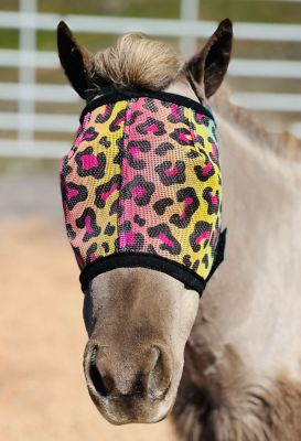 Image showing  Rainbow Cheetah Pattern Miniature Horse/Pony Fly Mask without Ears