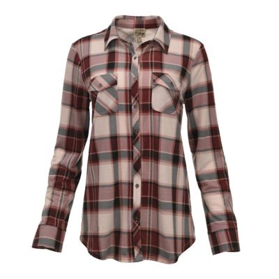 Como Vintage Women's 2-Pocket Knit Plaid Long-Sleeve Button-Down Shirt, CS7928TSC6