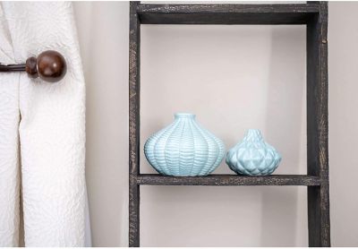 Image showing  5 ft. Rustic Farmhouse Wooden Decorative Display Blanket Ladder, Smoky Black