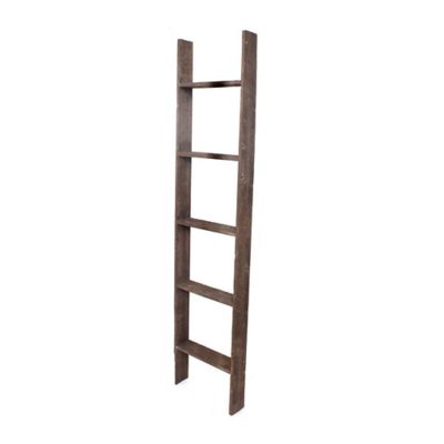 Barnwood USA Rustic Farmhouse Wooden Decorative Display Blanket Ladder, Brown