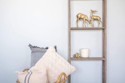 Image showing  Rustic Farmhouse Wooden Decorative Display Blanket Ladder, Brown