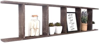 Image showing  Rustic Farmhouse Wooden Decorative Display Blanket Ladder, Brown