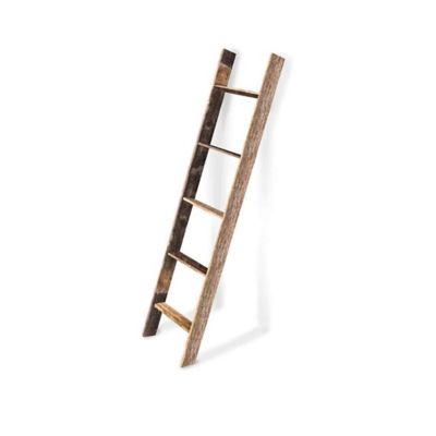 Barnwood USA Rustic Farmhouse Wooden Decorative Display Blanket Ladder, Gray