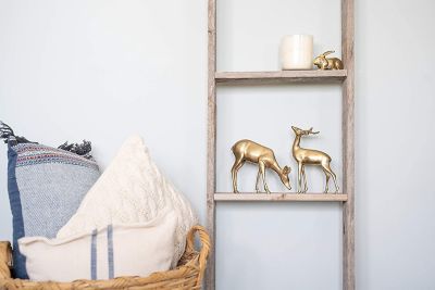 Image showing  Rustic Farmhouse Wooden Decorative Display Blanket Ladder, Gray