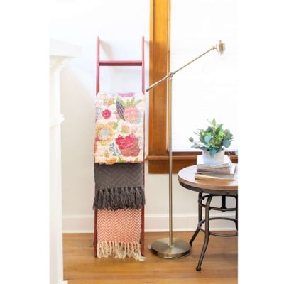 Image showing  Rustic Farmhouse Wooden Decorative Display Blanket Ladder, Red