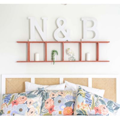 Image showing  Rustic Farmhouse Wooden Decorative Display Blanket Ladder, Red