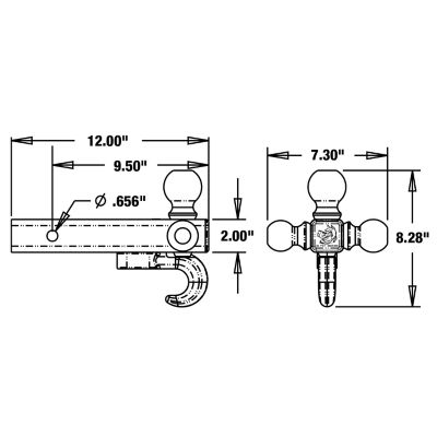 Image showing  2 in. Shank Tri-Ball Hitch with 1-7/8 in., 2 in. and 2-5/16 in. Ball., 6,000/7,500/10,000 lb. Capacity