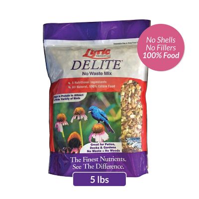 Lyric Delite No Waste Bird Food Mix with Shell-Free Nuts and Seeds, Attracts Chickadees and Finches, 5 lb.