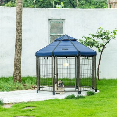 Image showing 5 th Pet Gazebo 3 ft. Dog Kennel with Cobalt Sky Blue Cover