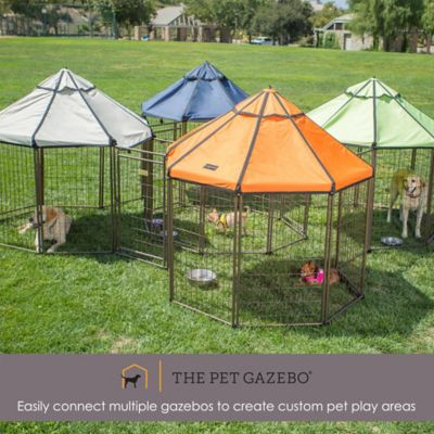 Image showing 7 th Pet Gazebo 4 ft. Octagonal Dog Kennel with Cobalt Sky Blue Cover