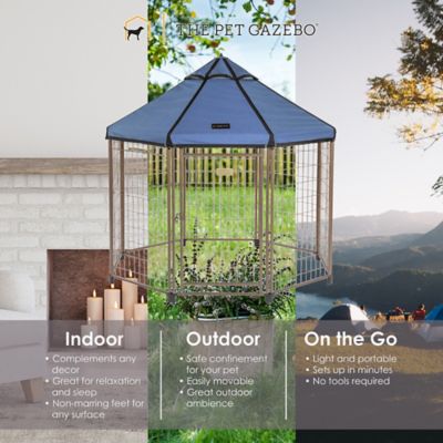 Image showing  5 ft. x 5 ft. x 5 ft. Welded Wire Dog Kennel with Cobalt Sky Blue Cover