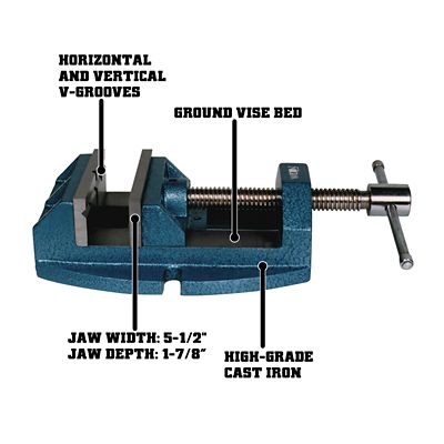 Image showing  5-1/2 in. 1360 Versatile Drill Press Vise Continuous Nut, 5 in. Jaw Opening