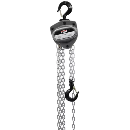 JET Chain Hoist 1 Ton Capacity 15 Feet Lift L100 Series with Overload Protection Chain Hoists