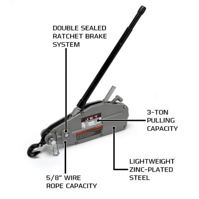 Image showing  3 Ton Capacity 66 ft. Lift JG Series Wire Rope Grip Puller with Cable