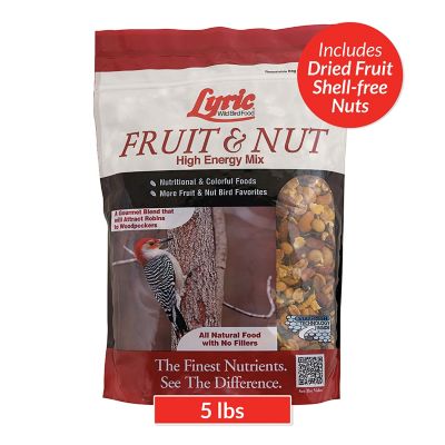 Lyric Fruit and Nut High Energy Wild Bird Food Mix, Attracts Woodpeckers and Chickadees, 5 lb. Bag