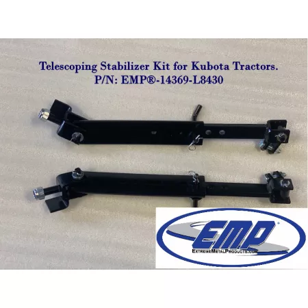 Extreme Metal Products Kubota Style 3-Point Telescoping Hitch Stabilizer Kit Black Tractor PTO Parts