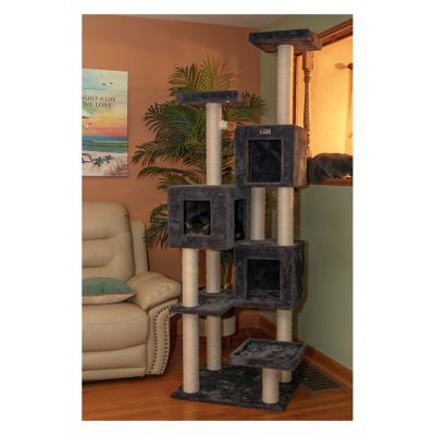 Image showing  80 in. Giant Real Wood Cat Tower with Condos for Multiple Cats