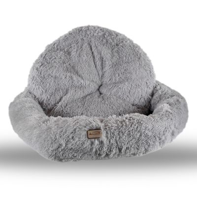Image showing  Extra-Large Fluffy Round Pet Bed, Gray