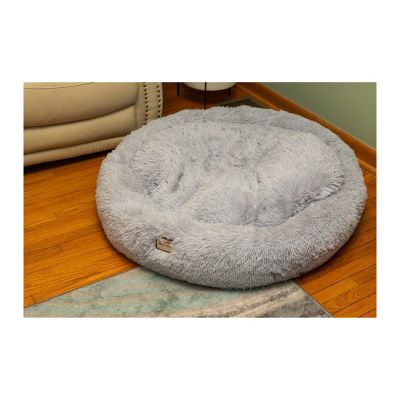 Image showing  Extra-Large Fluffy Round Pet Bed, Gray
