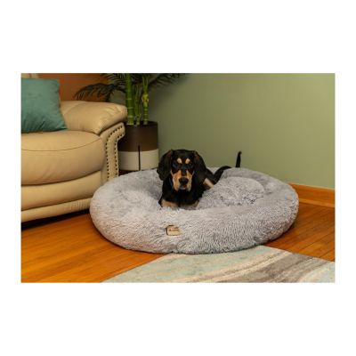 Image showing  Extra-Large Fluffy Round Pet Bed, Gray