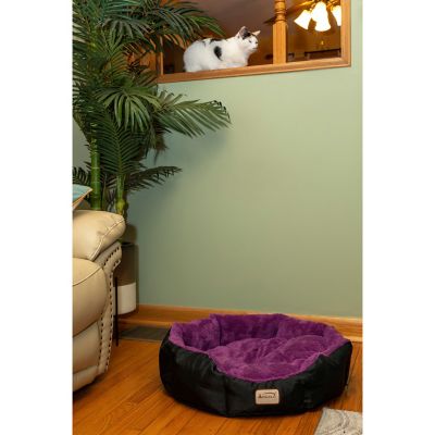 Image showing  Large Soft Cat Cuddler Bed, 23.5 in. x 23.5 in. x 9 in., Purple/Black