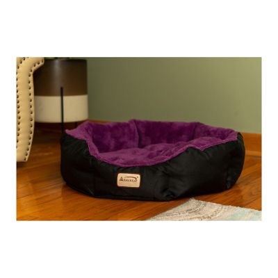 Image showing  Large Soft Cat Cuddler Bed, 23.5 in. x 23.5 in. x 9 in., Purple/Black