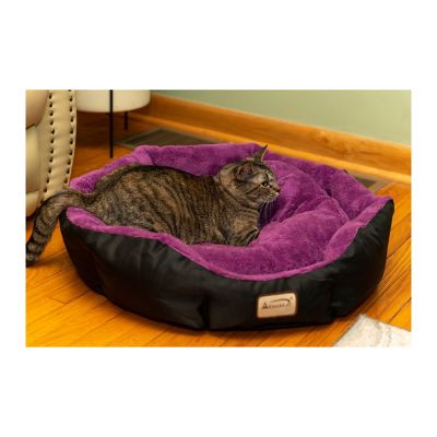Image showing  Large Soft Cat Cuddler Bed, 23.5 in. x 23.5 in. x 9 in., Purple/Black