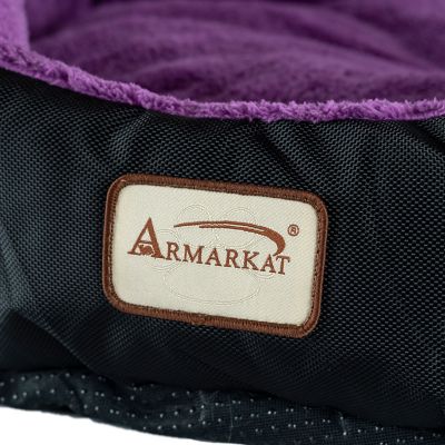 Image showing 6 th Armarkat Large Soft Cat Cuddler Bed, 23.5 in. x 23.5 in. x 9 in., Purple/Black