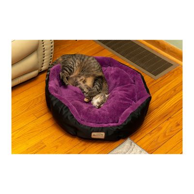 Image showing 7 th Armarkat Large Soft Cat Cuddler Bed, 23.5 in. x 23.5 in. x 9 in., Purple/Black