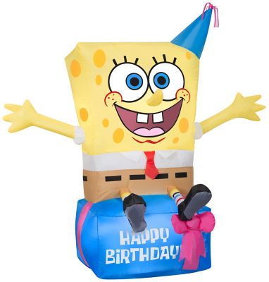 Gemmy Airblown SpongeBob on Birthday Present Inflatable