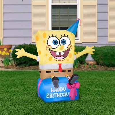 Image showing  Airblown SpongeBob on Birthday Present Inflatable