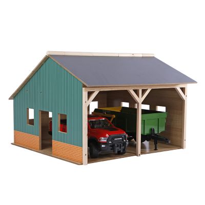 Kids Globe Wooden Farm Shed for 2 Tractors, 1:16 Scale