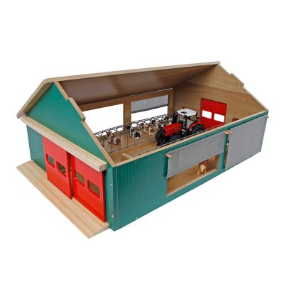 Kids Globe Wooden Cow Stable with Windbreak Screen, 1:32 Scale