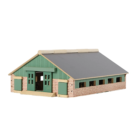 Kids Globe Wooden Deluxe Cattle Barn Toy with Feed Alley, 1:87 Scale, KG610492